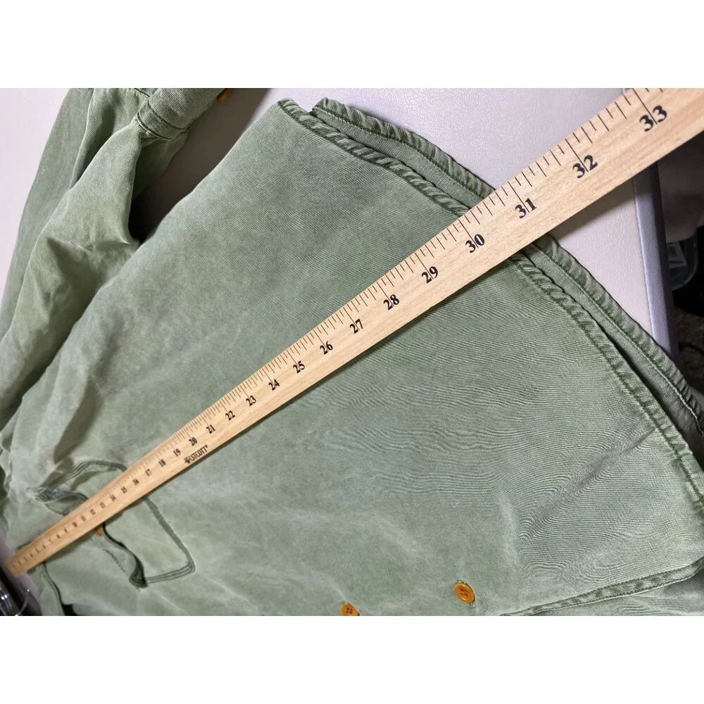 Ryan Michael Men Silk Blend Green Button Up Shirt Size Large Long Sleeve Western - Picture 5 of 16